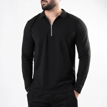 Premium Zip Polo Sweater | Full Sleeve Knit Shirt with Metal Zip