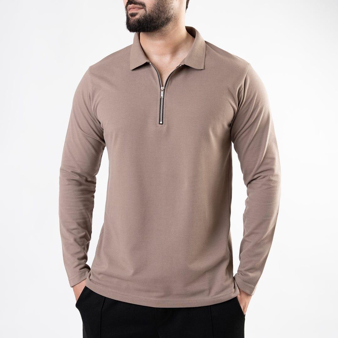 Premium Zip Polo Sweater | Full Sleeve Knit Shirt with Metal Zip