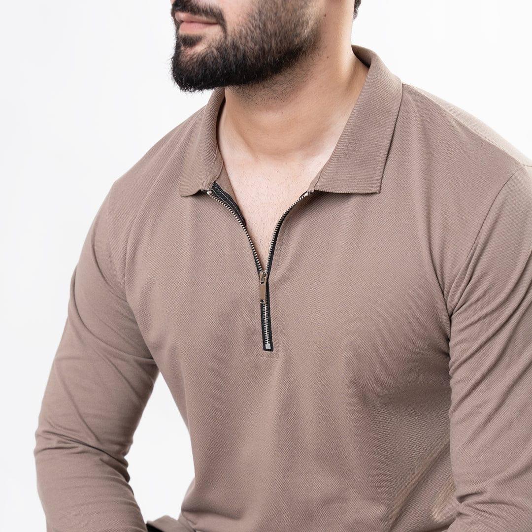 Premium Zip Polo Sweater | Full Sleeve Knit Shirt with Metal Zip
