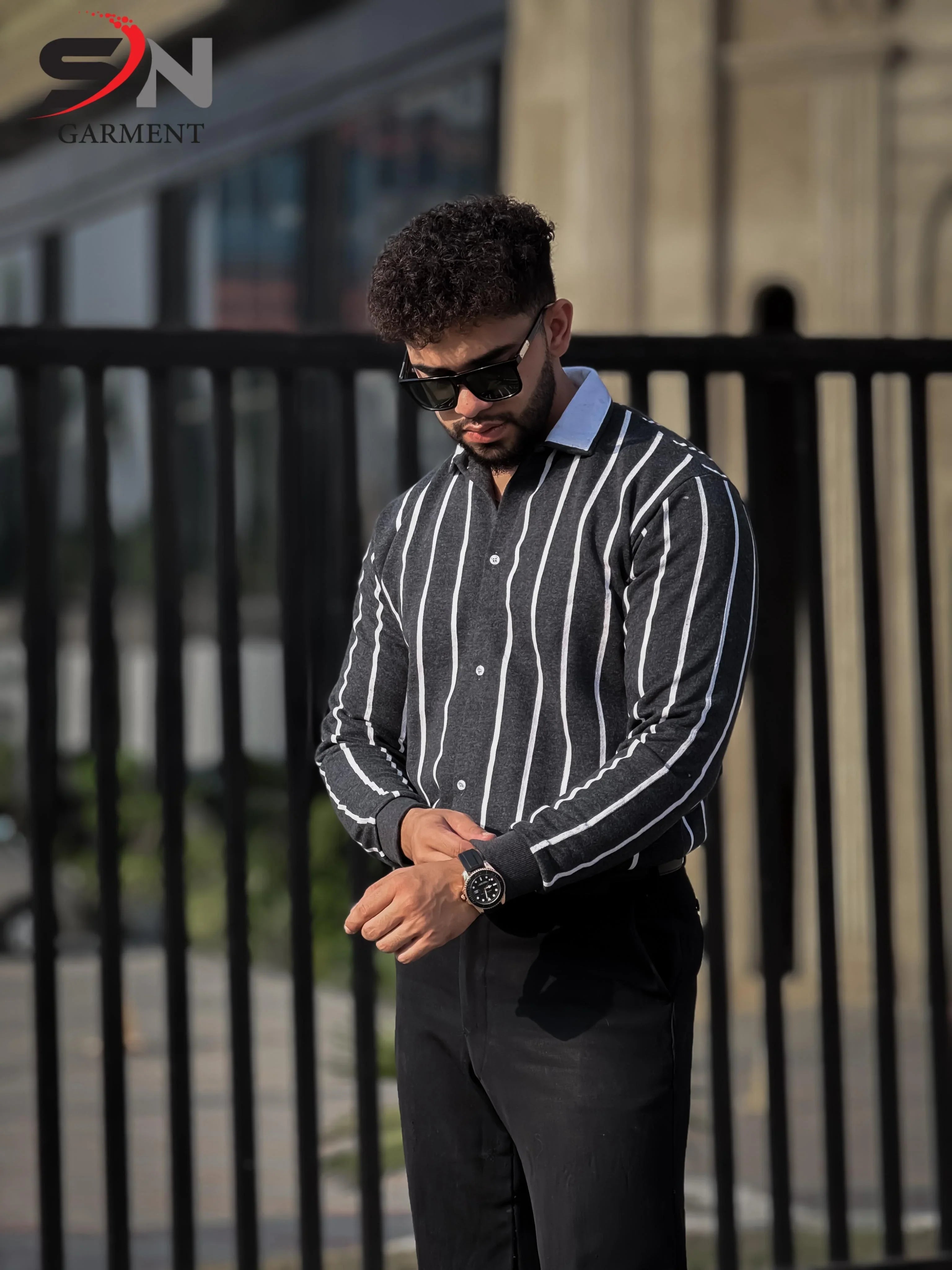 AB Denim Lining Printed Jacket – Stylish Shirt-Style Layer for All Seasons