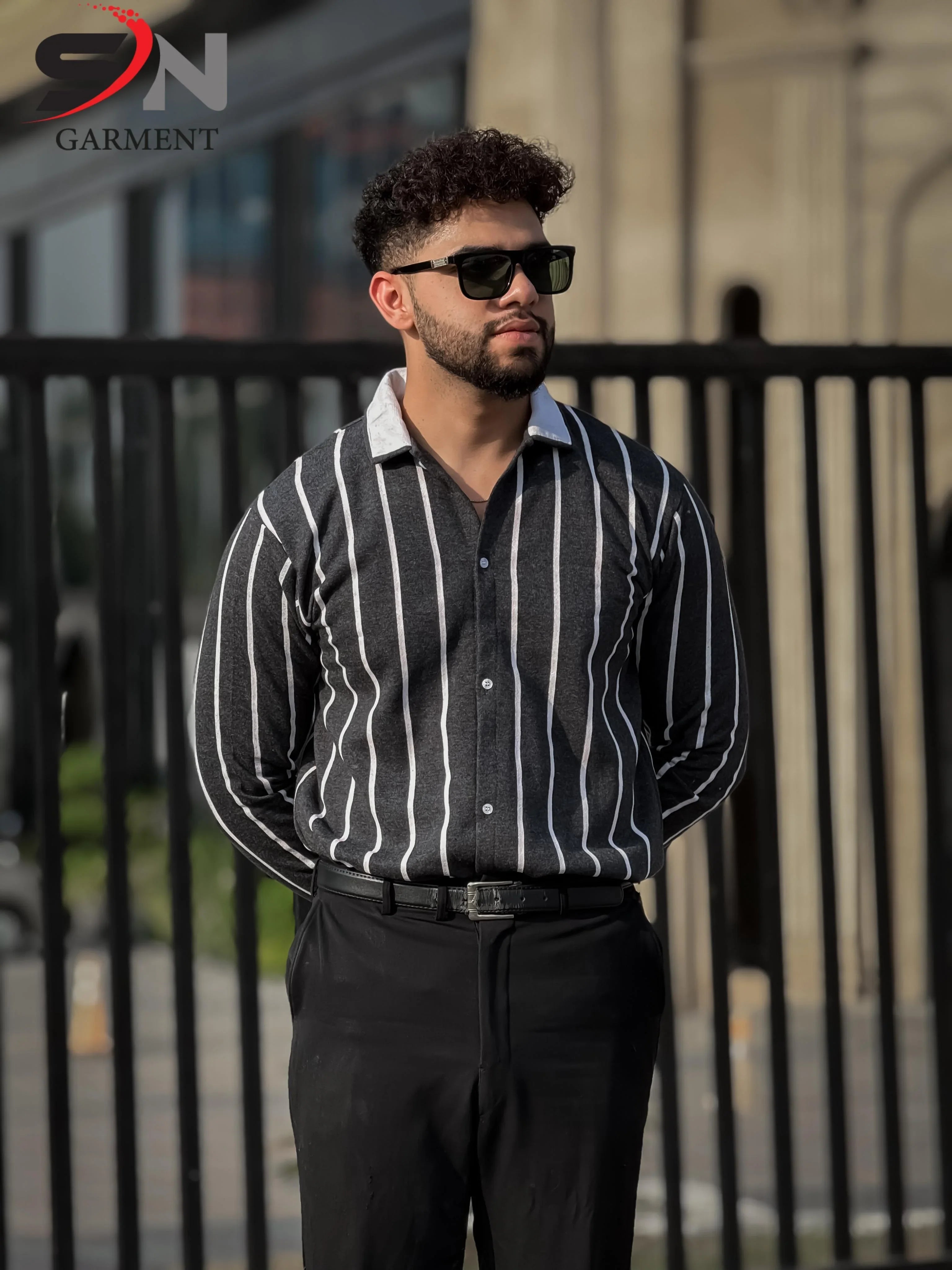 AB Denim Lining Printed Jacket – Stylish Shirt-Style Layer for All Seasons