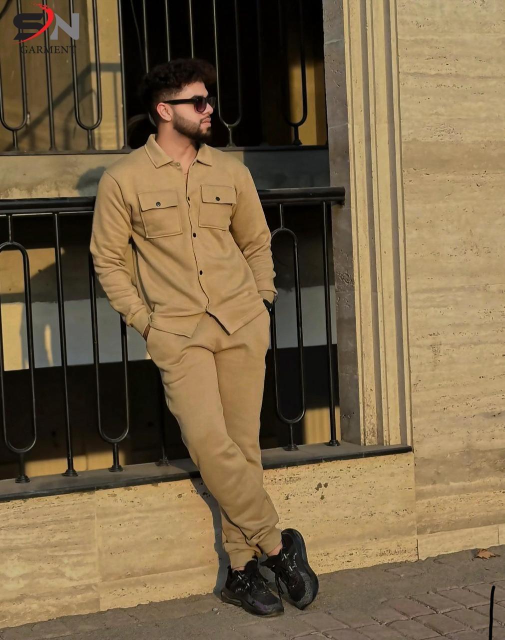 Premium Cotton Fleece Tracksuit: Double Pocket Comfort Set | Tracksuit for Men