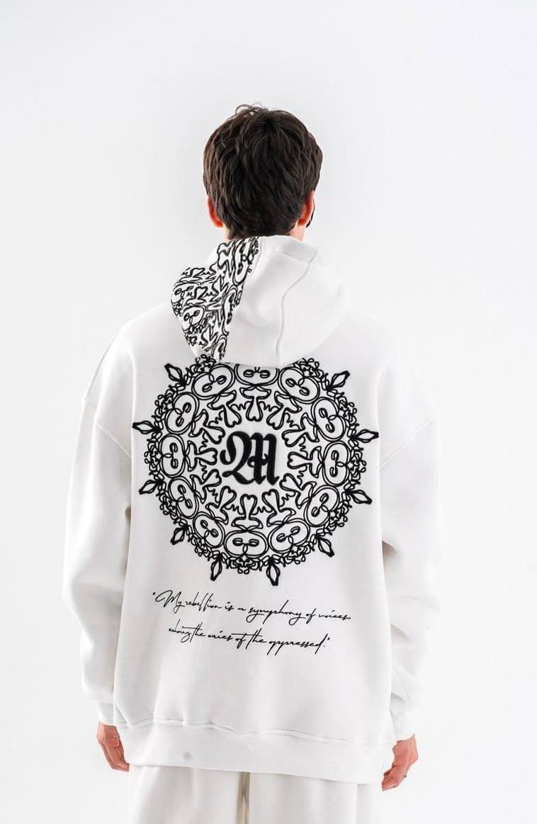 Warm Cotton Fleece Hoodie with Embossed Print | Heavy Winter Wear PK